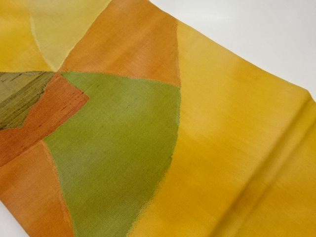 手織り紬幾何学模様織出し名古屋帯